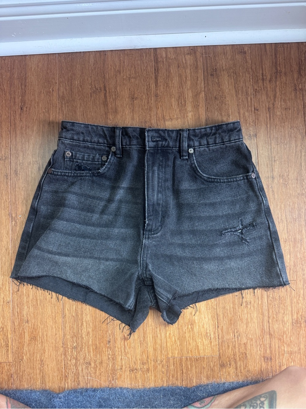 Billabong Black High-Rise Raw Hem Denim Shorts